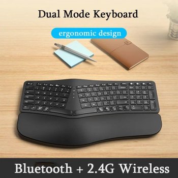 Ergonomic Split Wireless Keyboard with Backlight and Wrist Rest