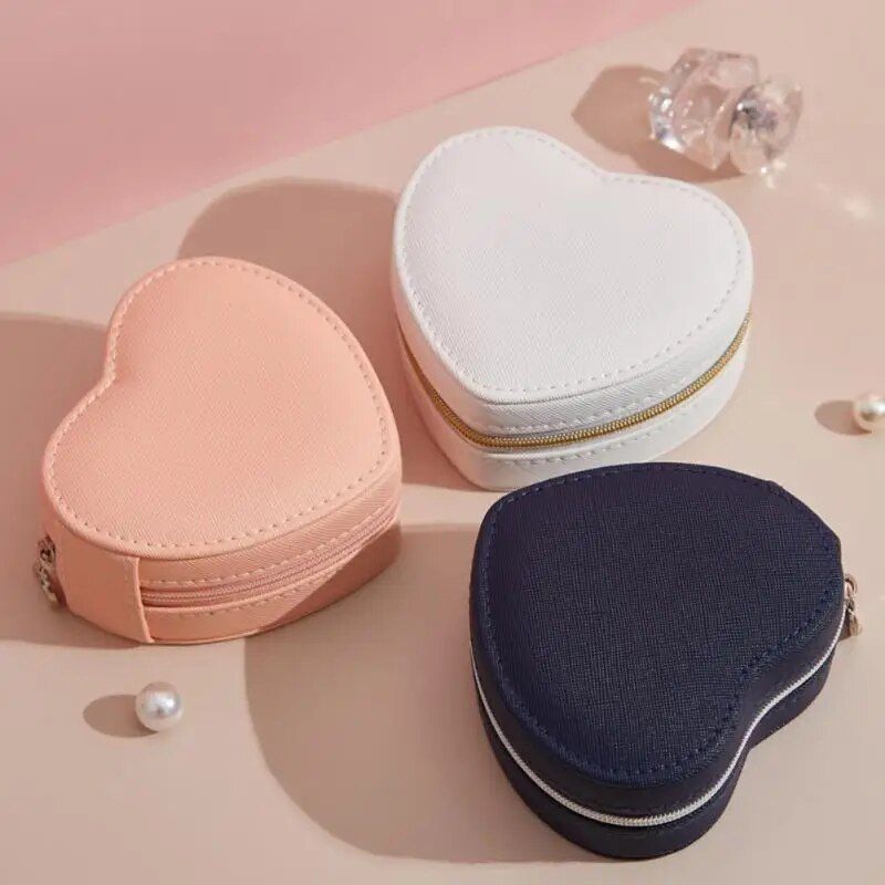 Heart-Shaped PU Leather Jewelry Box 