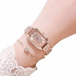 Elegant Stainless Steel Rectangle Quartz Watch for Women - Image 4