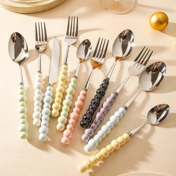 Ceramic Pearl Handle Flatware Set Stainless Steel Cutlery Set
