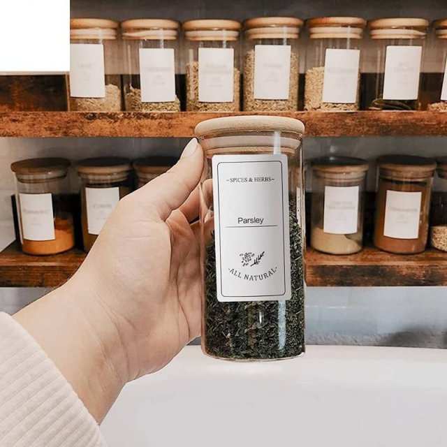 Glass Seasoning Storage Jars with Bamboo Lid - Image 3