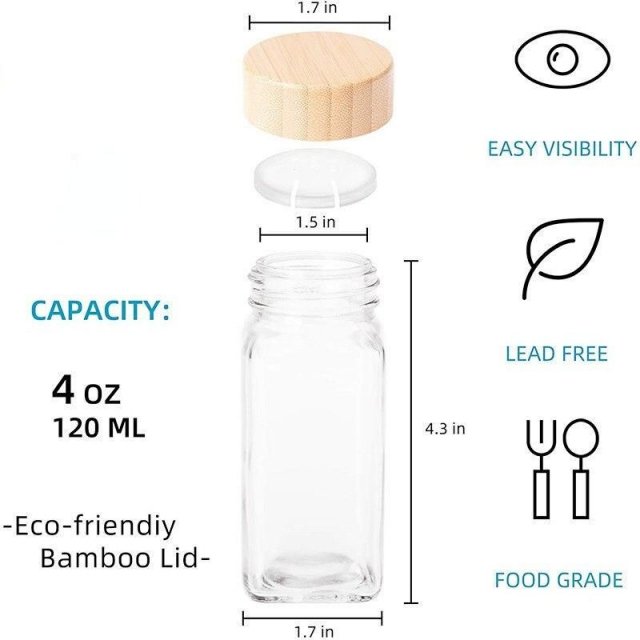 Glass Seasoning Storage Jars with Bamboo Lid - Image 5