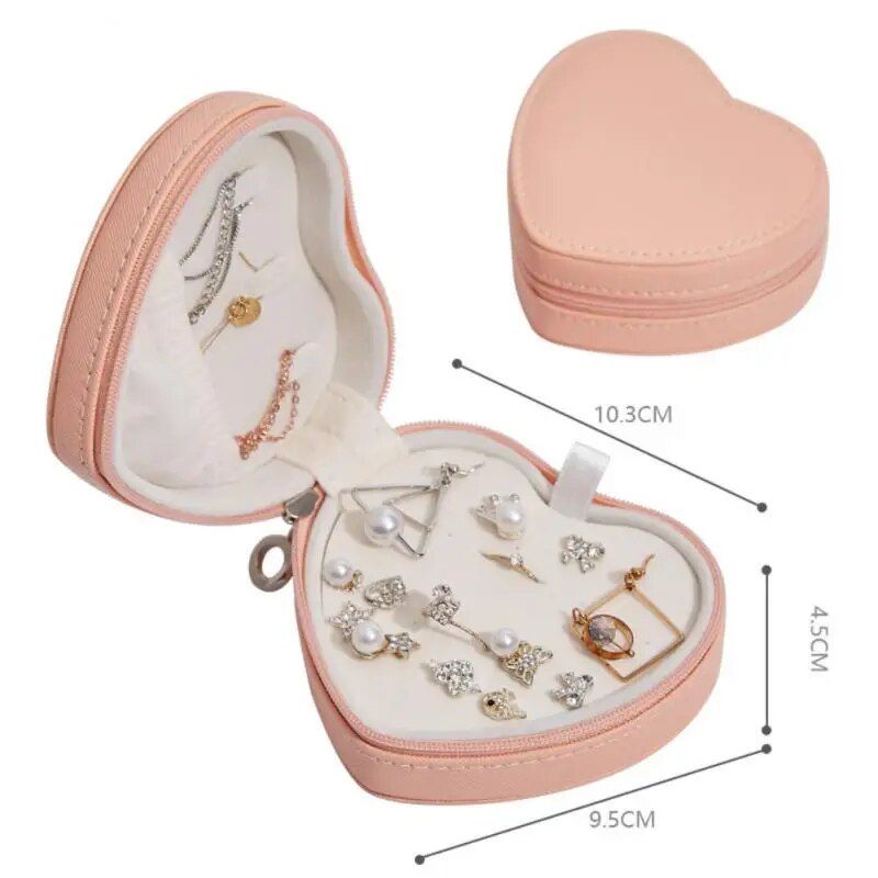 Heart-Shaped PU Leather Jewelry Box 