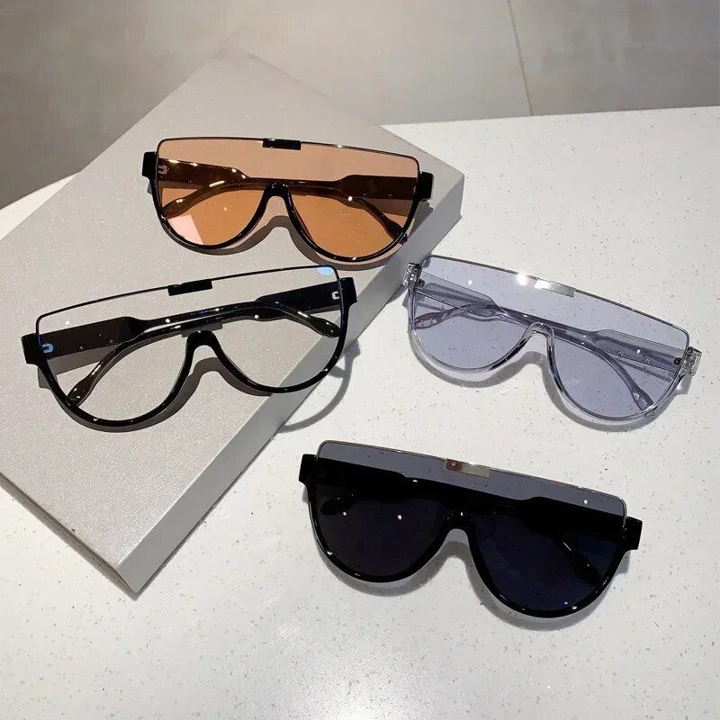 Trendy Half-Frame Oversized Sunglasses - Vintage Punk Style for Women and Men 