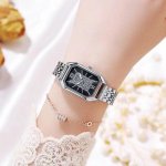 Elegant Stainless Steel Rectangle Quartz Watch for Women - Image 6
