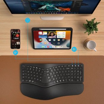 Ergonomic Split Wireless Keyboard with Backlight and Wrist Rest
