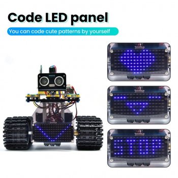 DIY Mini Smart Tank Robot V3.0 - Programmable STEM Toy Car Kit, Compatible with Arduino & Mixly