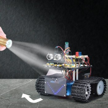 DIY Mini Smart Tank Robot V3.0 - Programmable STEM Toy Car Kit, Compatible with Arduino & Mixly