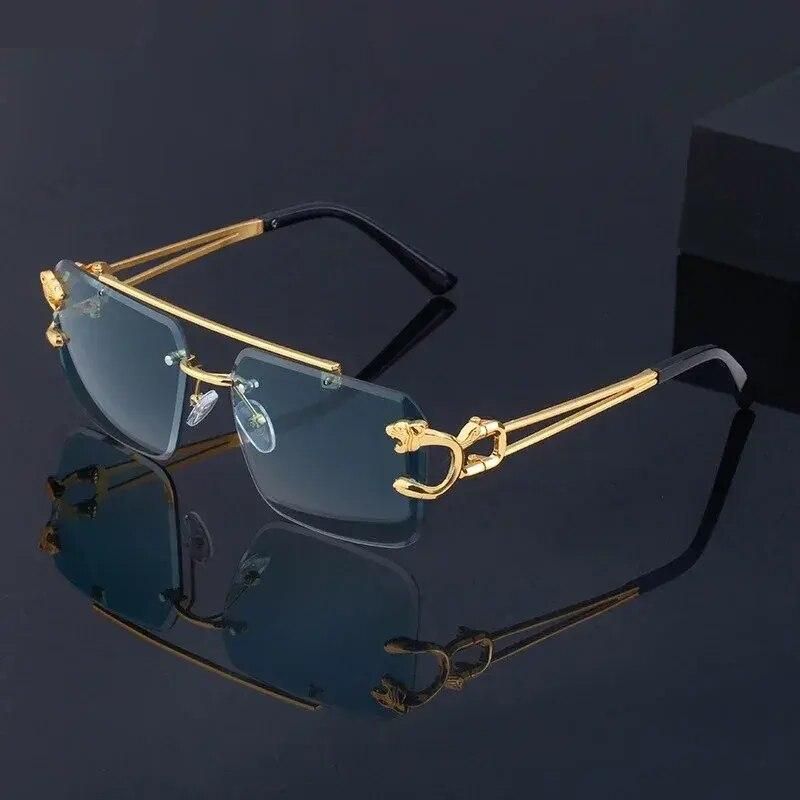 Unisex Vintage-Inspired Rimless Steampunk Sunglasses 