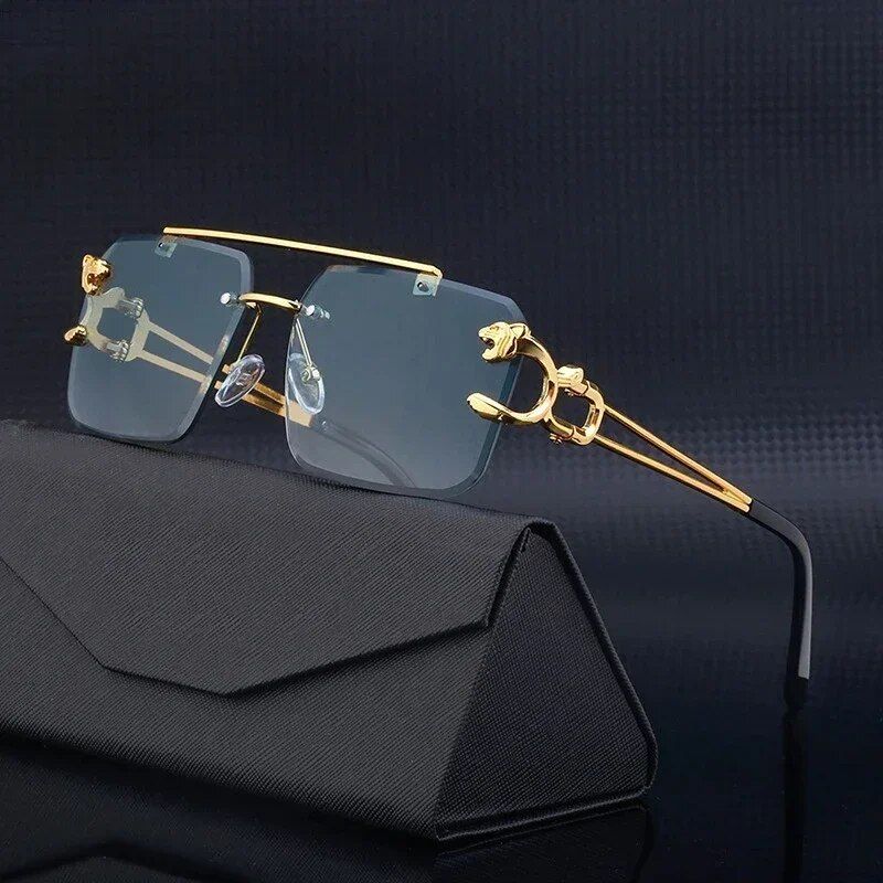 Unisex Vintage-Inspired Rimless Steampunk Sunglasses 