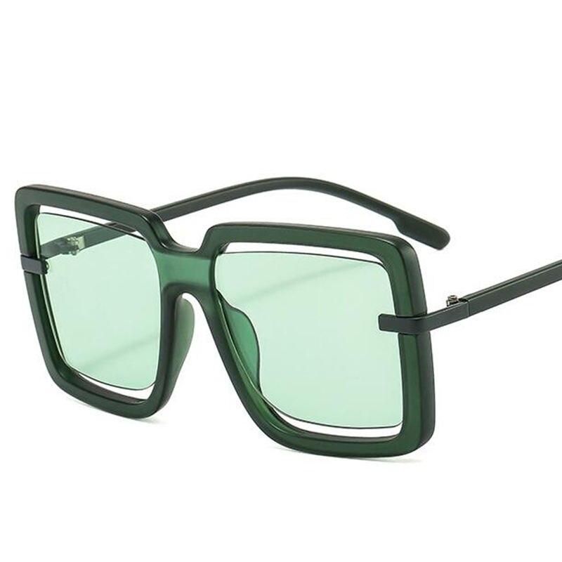 Fashion Green Oversized Square Sunglasses - UV400 Protective Beachwear Eyewear for Women 