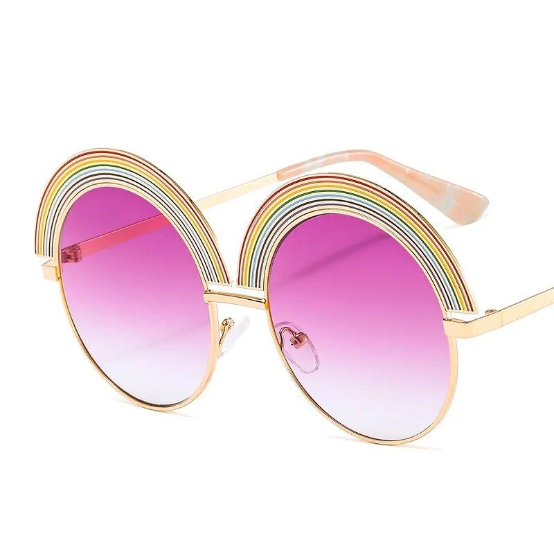 Rainbow Round Sunglasses – Polycarbonate Lenses, Alloy Frame, Unisex Style 