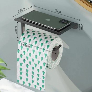Alternative view of Sleek Aluminum Alloy Toilet Paper Holder with Tray
