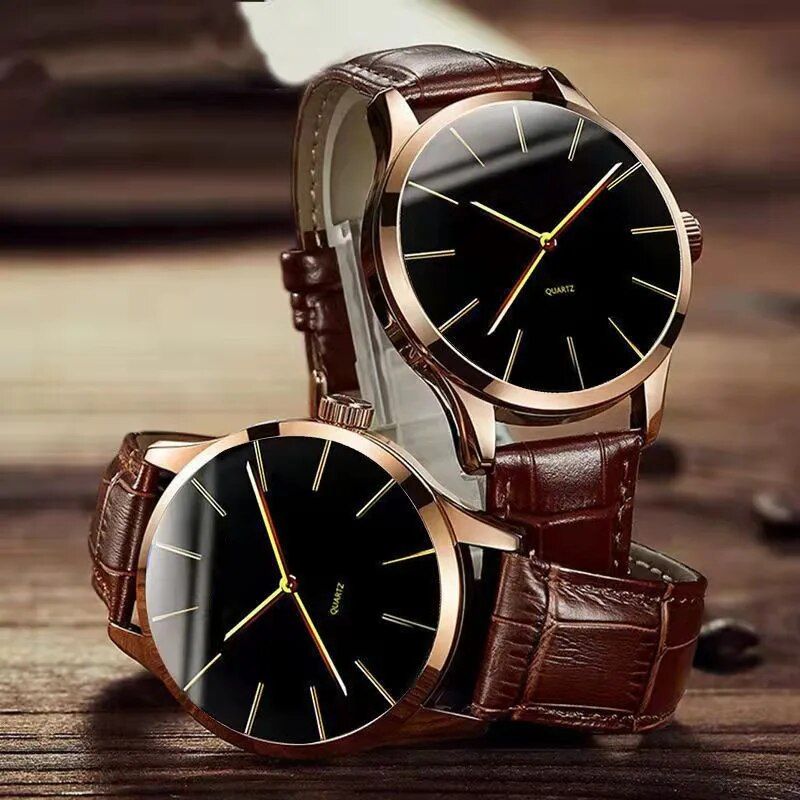 Luxurious Quartz Men's Wristwatch: Leather Strap, Waterproof & Business-Casual Design 