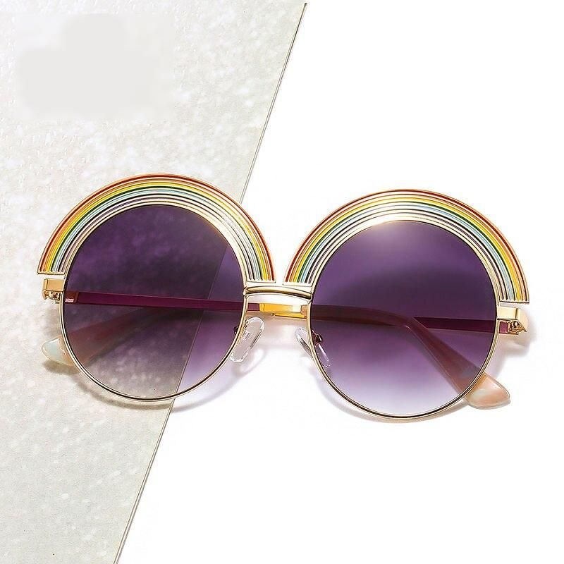 Rainbow Round Sunglasses – Polycarbonate Lenses, Alloy Frame, Unisex Style 