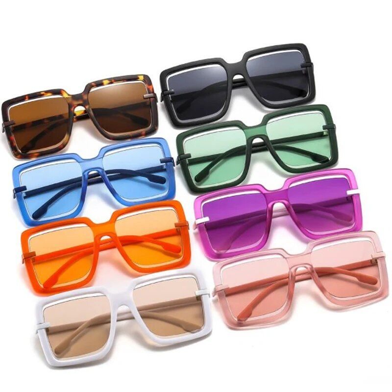 Fashion Green Oversized Square Sunglasses - UV400 Protective Beachwear Eyewear for Women 