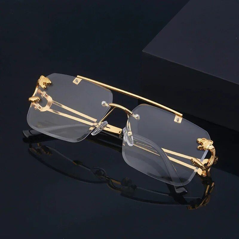 Unisex Vintage-Inspired Rimless Steampunk Sunglasses 