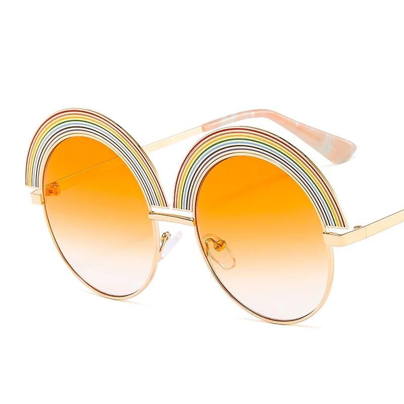 Rainbow Round Sunglasses – Polycarbonate Lenses, Alloy Frame, Unisex Style 