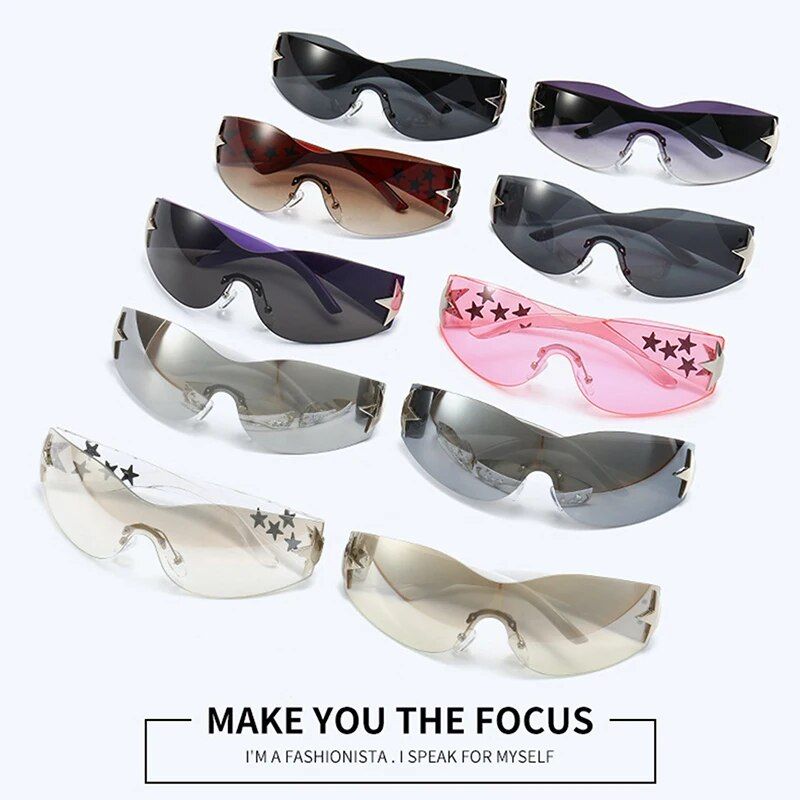 Chic Y2K Sports Star Rimless Sunglasses 