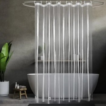 Alternative view of Premium Transparent Waterproof Shower Curtain with Hooks
