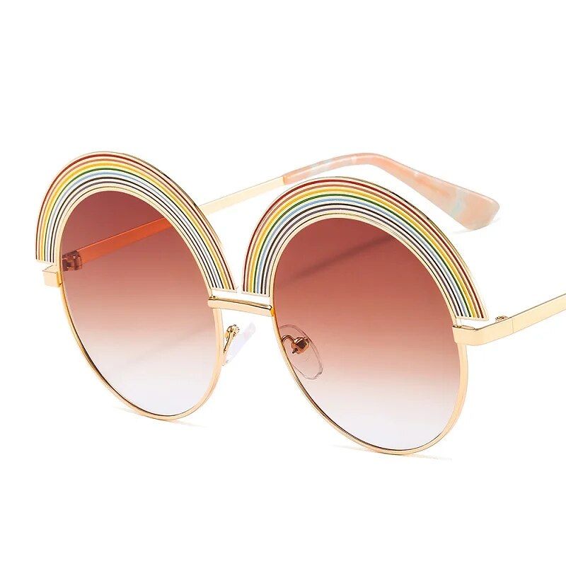 Rainbow Round Sunglasses – Polycarbonate Lenses, Alloy Frame, Unisex Style 