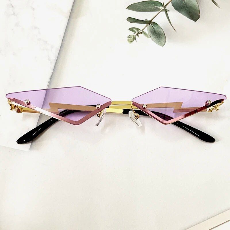 UV400 Retro Rimless Tassel Sunglasses - Polarized Cat Eye Shades 