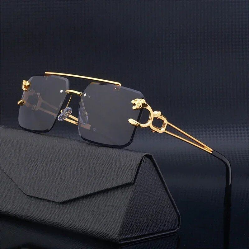 Unisex Vintage-Inspired Rimless Steampunk Sunglasses 