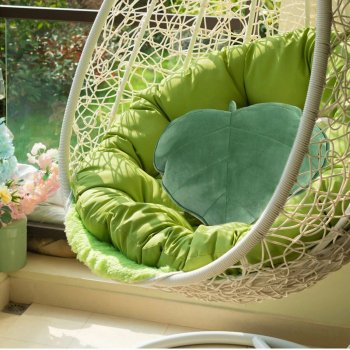 Plush Green Leaf Shaped Decorative Throw Pillow