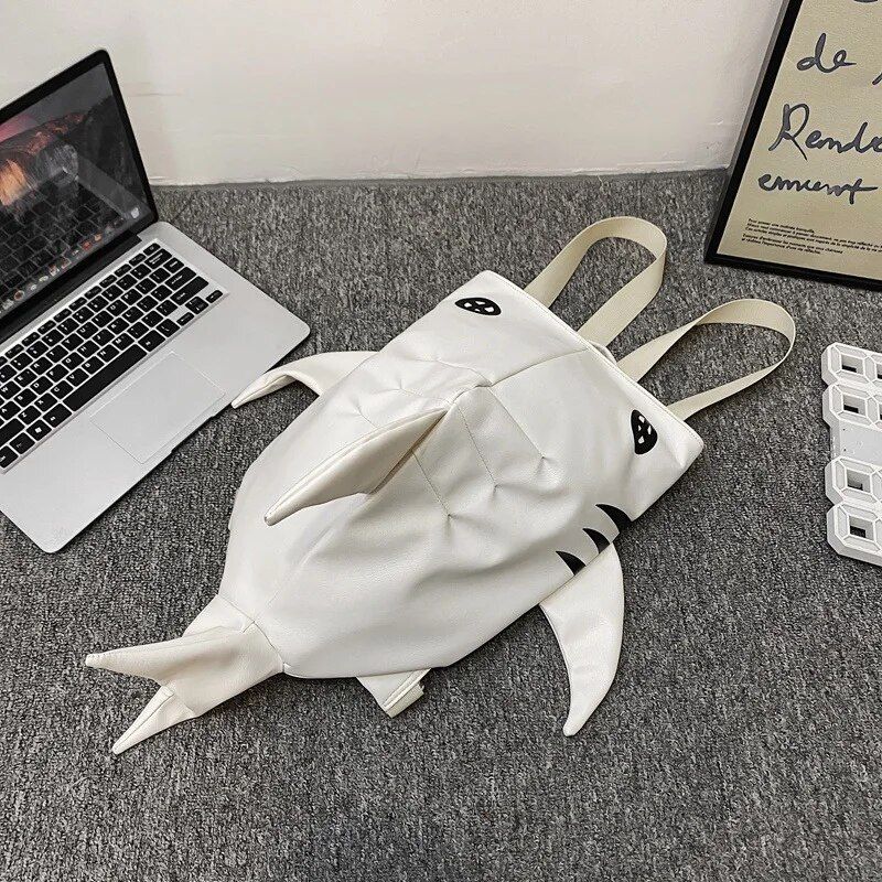 Trendy Shark Print Backpack 