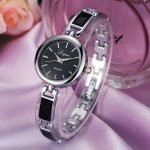 Elegant Stainless Steel Rhinestone Quartz Ladies Watch - Image 2