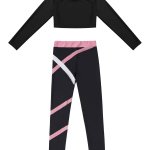 Kids' Athletic Wear Set - Stretchy Long Sleeve Crop Top & Colorblock Leggings for Gymnastics, Yoga, Skating - Image 4
