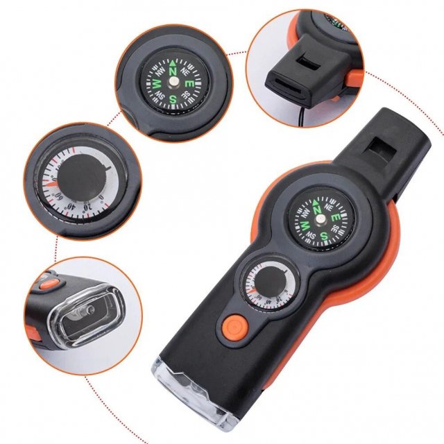 Multi-Purpose Outdoor Emergency Survival Tool with LED Light and Whistle - Image 3