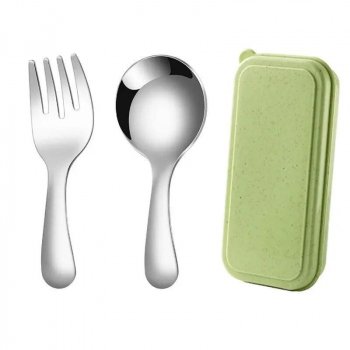 Compact Stainless Steel Spoon & Fork Set with Lunch Box - Ideal for Camping and Outdoor Adventures
