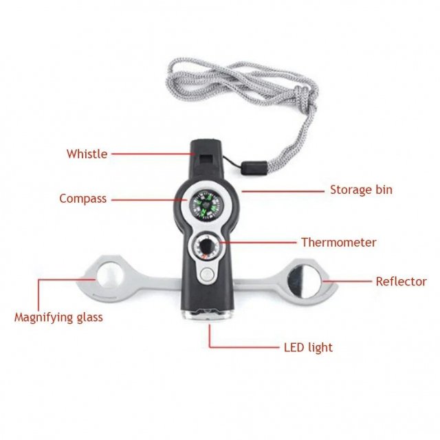 Multi-Purpose Outdoor Emergency Survival Tool with LED Light and Whistle - Image 6