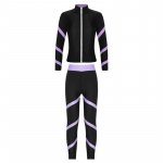 Girls' Striped Sportswear Set: Long Sleeve Zipper Top & Leggings for Gymnastics, Yoga & Dance