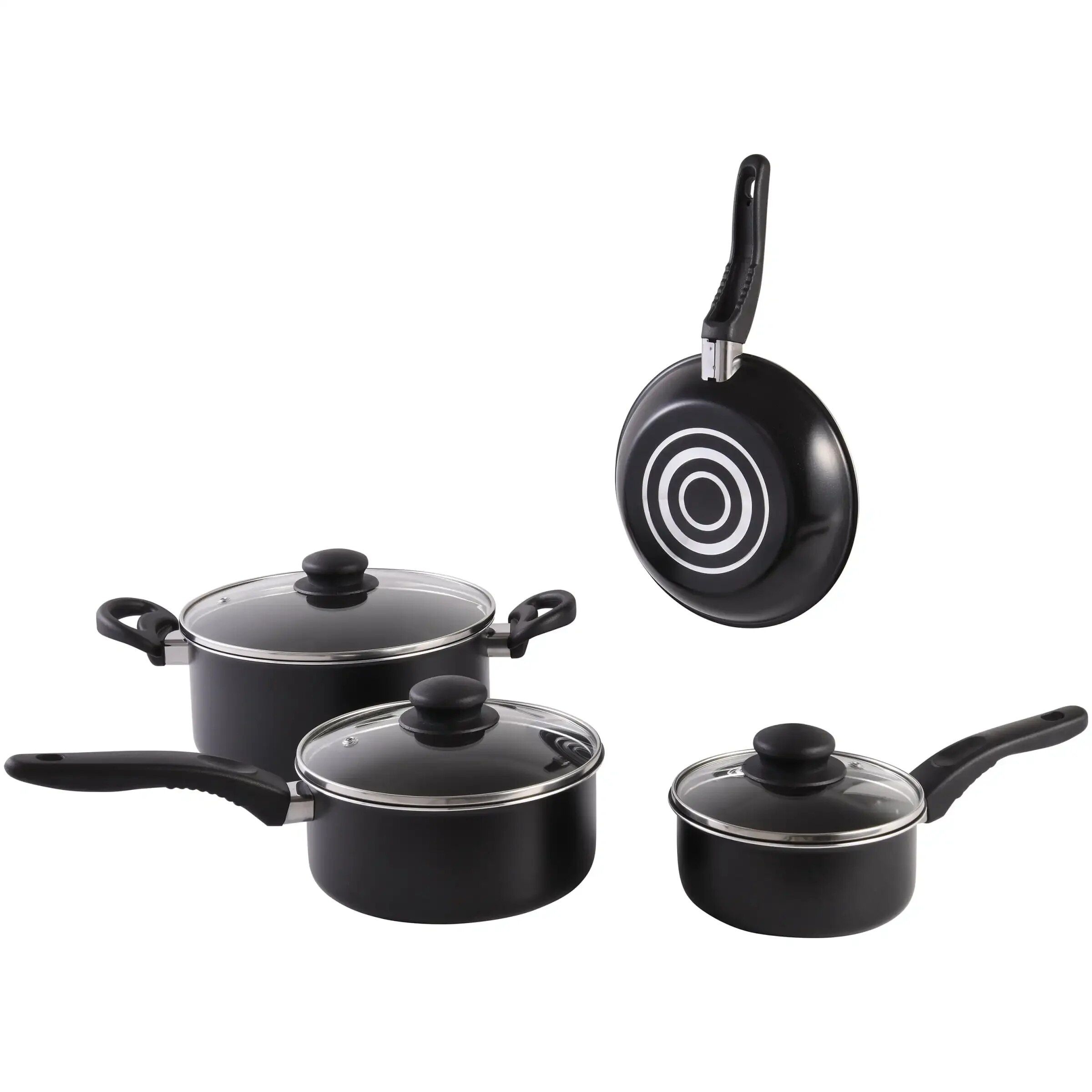 7-Piece Black Nonstick Aluminum Cookware Set Home & Garden Kitchen Kitchen & Dining