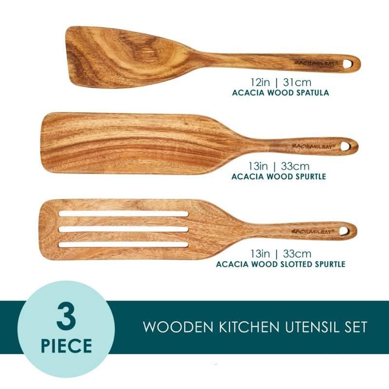 3-Piece Acacia Wood Kitchen Utensil Set Home & Garden Kitchen