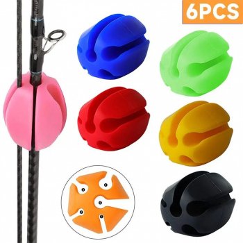 Multi-Size Silicone Fishing Rod Holder Straps - 6 Piece Set