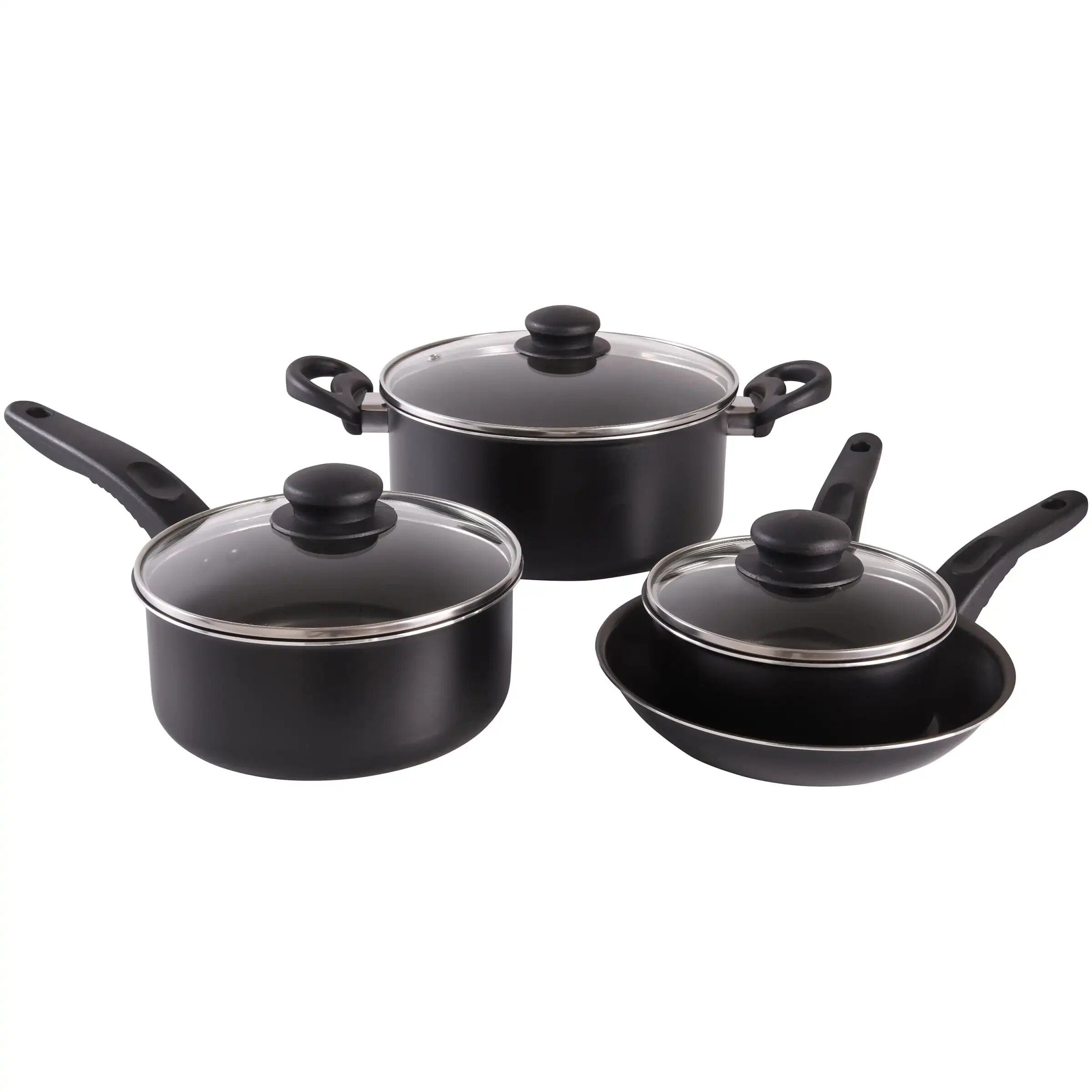 7-Piece Black Nonstick Aluminum Cookware Set Home & Garden Kitchen Kitchen & Dining