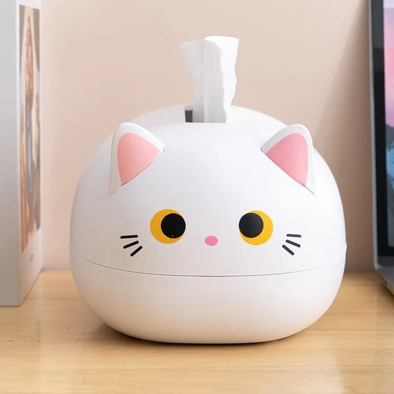 Charming Kawaii Cat Tissue Box: Modern Napkin Holder & Toothpick Dispenser 