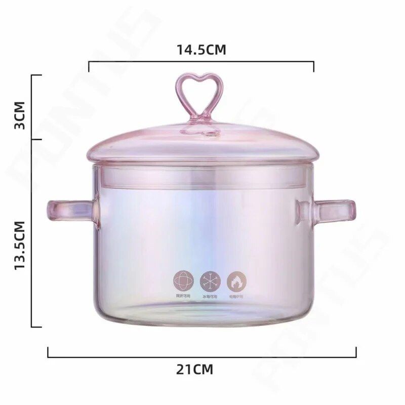 Heat-Resistant Pink Glass Cooking Pot Home & Garden Kitchen Kitchen & Dining