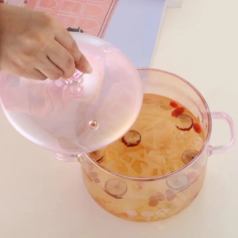 Heat-Resistant Pink Glass Cooking Pot Home & Garden Kitchen Kitchen & Dining