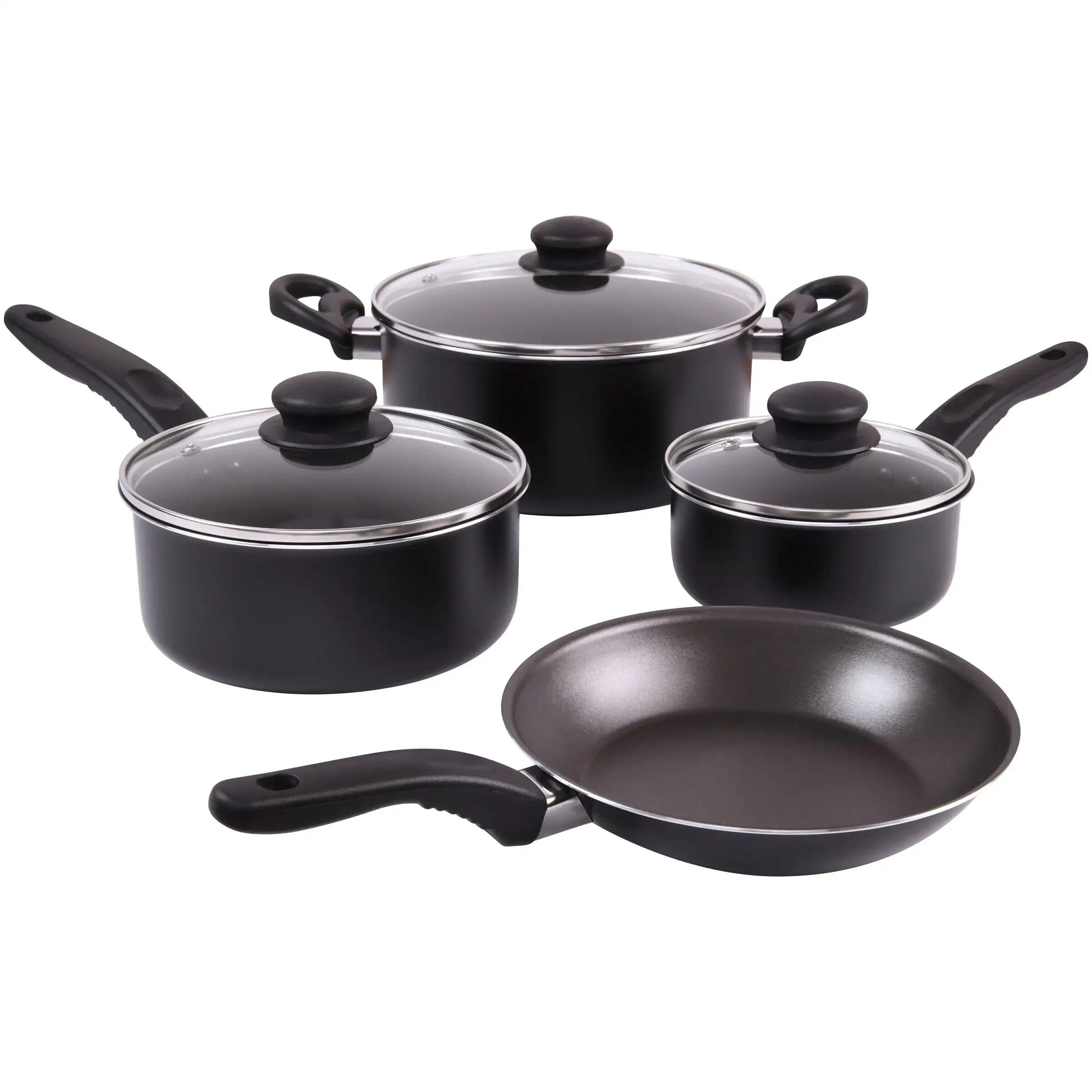 7-Piece Black Nonstick Aluminum Cookware Set Home & Garden Kitchen Kitchen & Dining