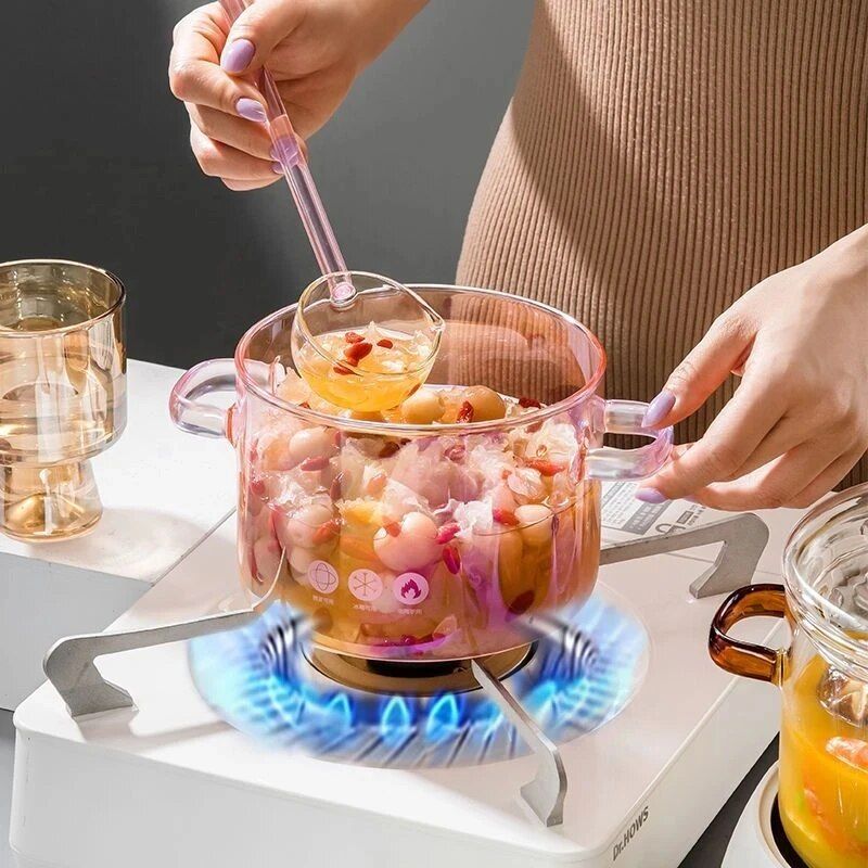 Heat-Resistant Pink Glass Cooking Pot Home & Garden Kitchen Kitchen & Dining