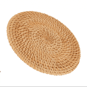 Alternative view of Versatile Natural Rattan Coasters - Handwoven, Heat Resistant, Multi-Size