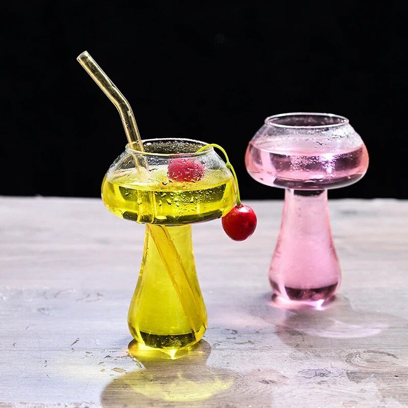 Enchanting Mushroom Cocktail Glass - 260ml Novelty Drinkware for Parties and Events Kitchen