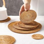 Versatile Natural Rattan Coasters - Handwoven, Heat Resistant, Multi-Size - Image 7