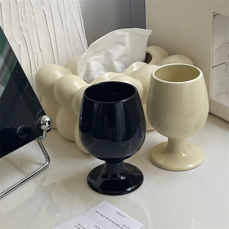 Minimalist Korean Ceramic Tall Cup – Elegant Home Drinkware, 300ml Kitchen