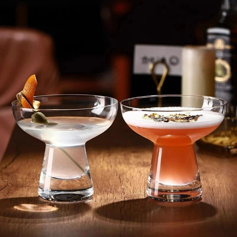 Elegant Transparent Flying Saucer Cocktail Glasses Kitchen