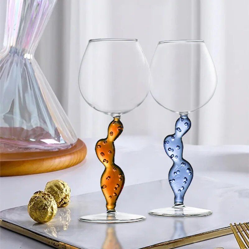 300ml Cactus-Shaped Crystal Cocktail Glass - Elegant Wine Goblet for Special Occasions 